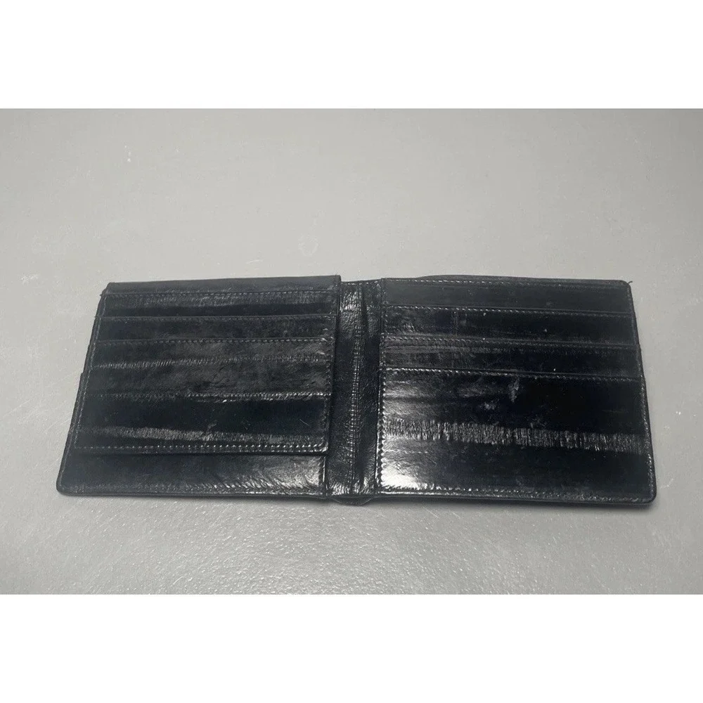 Eel Skin Bifold Black Wallet Multi Card Holder